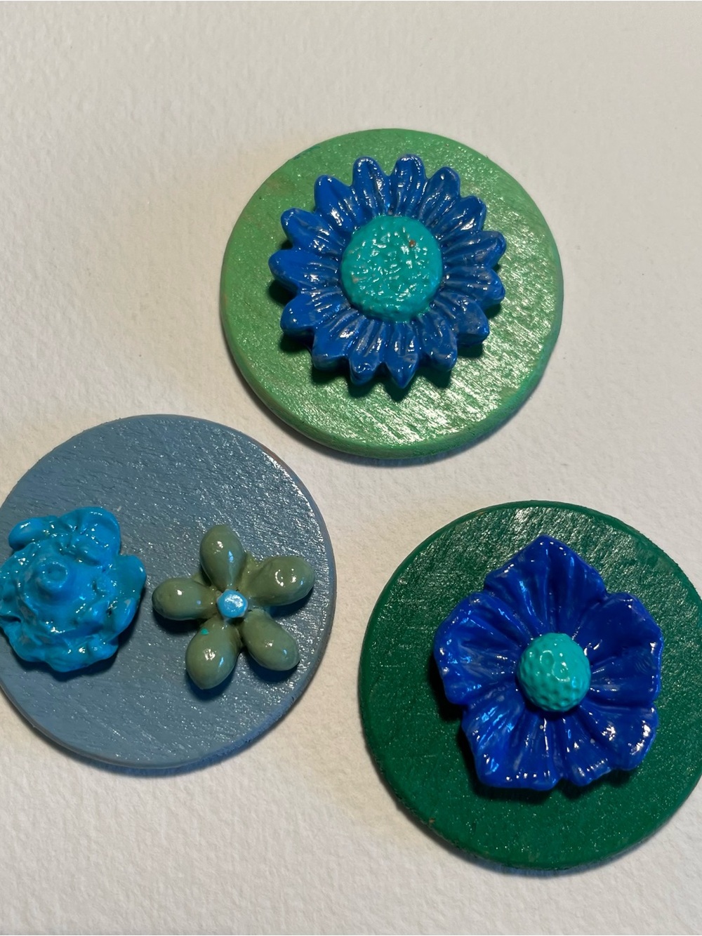 Handcrafted Blue & Green Floral Wall Art Set - Home Art